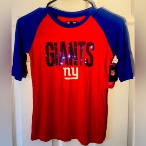 NEW/TAGS (NFL GEAR) GIRLS 👧🏼 NY GIANTS Sequins Sports 3 quarter sleeve size7/8